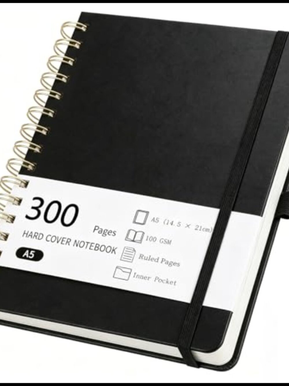 A5 Spiral Notebook Hardcover 300 Pages Lined Journal Pen Holder PU Leather